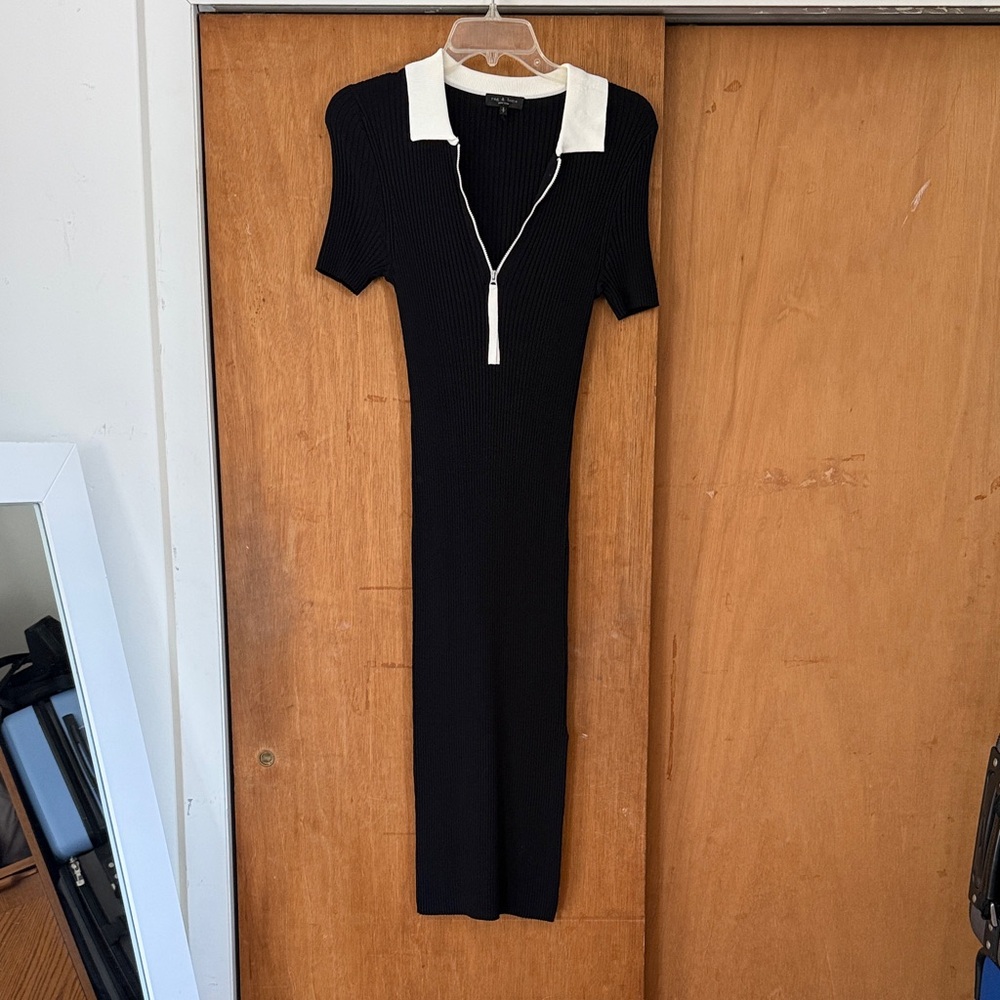 Elegant Black and White Knit Dress